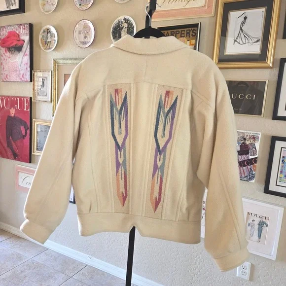 Vintage Pioneer Wear Golden Collection Handwoven‎ Chimayo Cropped Wool  Jacket - Picture 7 of 11